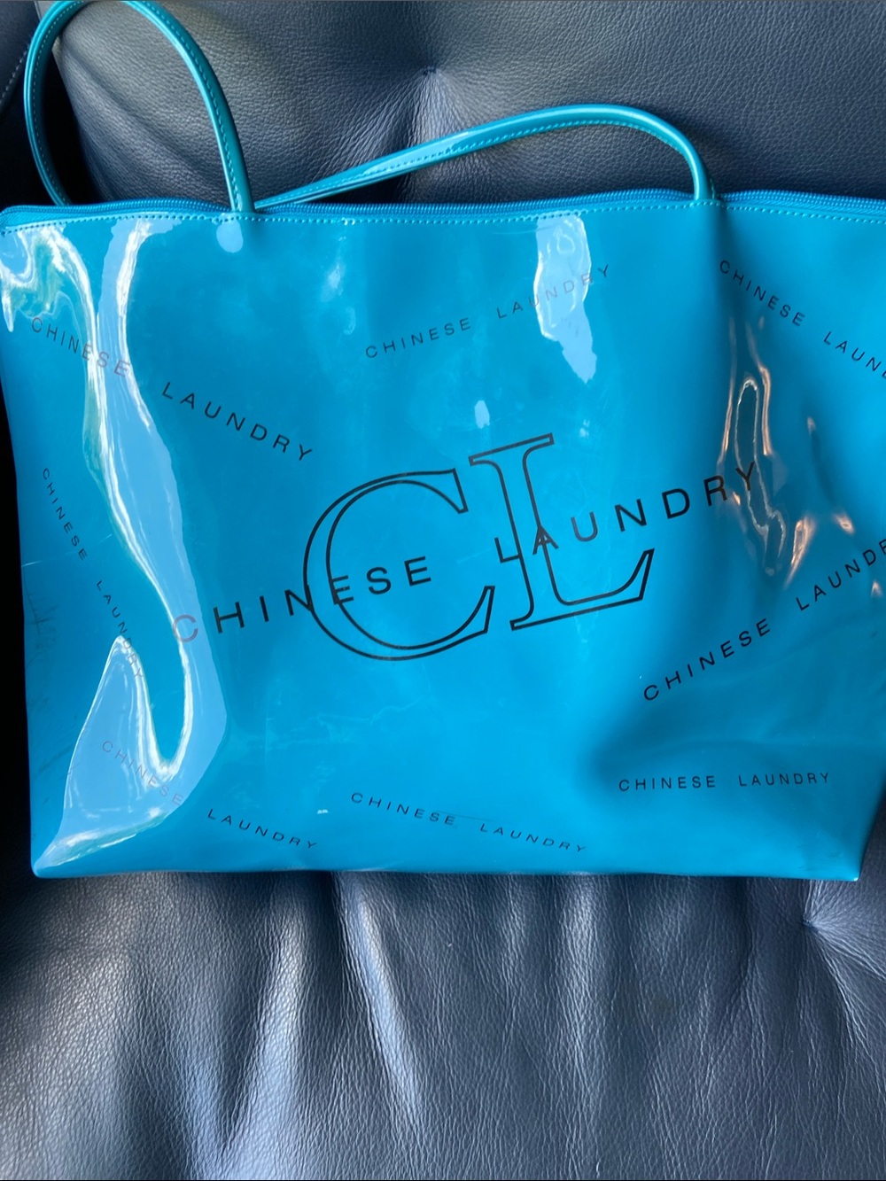 Chinese Laundry Glossy Teal Patent Tote - Picture 5 of 5
